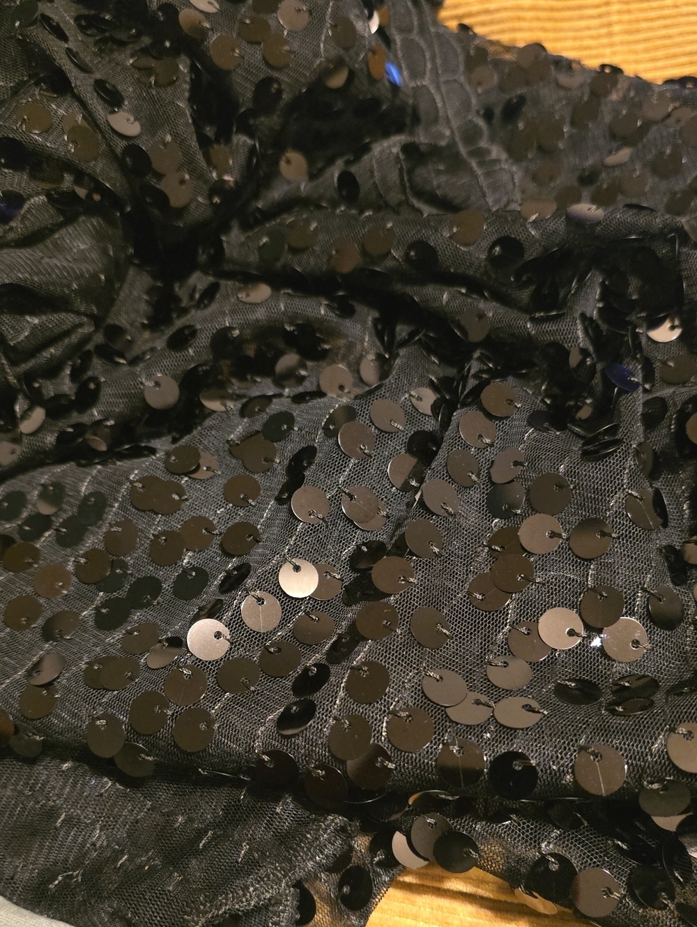 Black Sequin Fabric Scarf